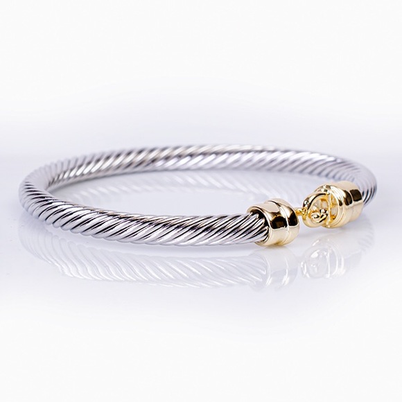 Two Tone Cable Hook & Eye Cable Bracelet - Picture 2 of 2